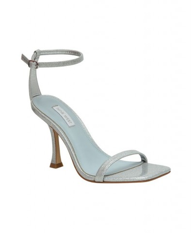 Women's Bridal Yess Ankle Strap Dress Sandals Silver $46.55 Shoes