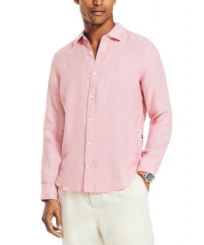 Men's Classic-Fit Long-Sleeve Button-Up Solid Linen Shirt PD04 $30.96 Shirts