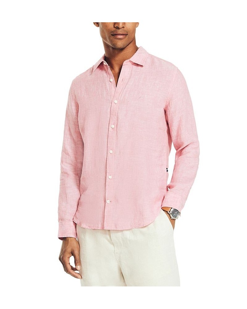 Men's Classic-Fit Long-Sleeve Button-Up Solid Linen Shirt PD04 $30.96 Shirts