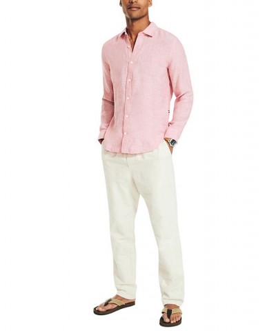 Men's Classic-Fit Long-Sleeve Button-Up Solid Linen Shirt PD04 $30.96 Shirts