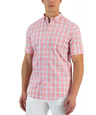 Verde Short Sleeve Button-Down Plaid Pattern Shirt Pink $16.09 Shirts