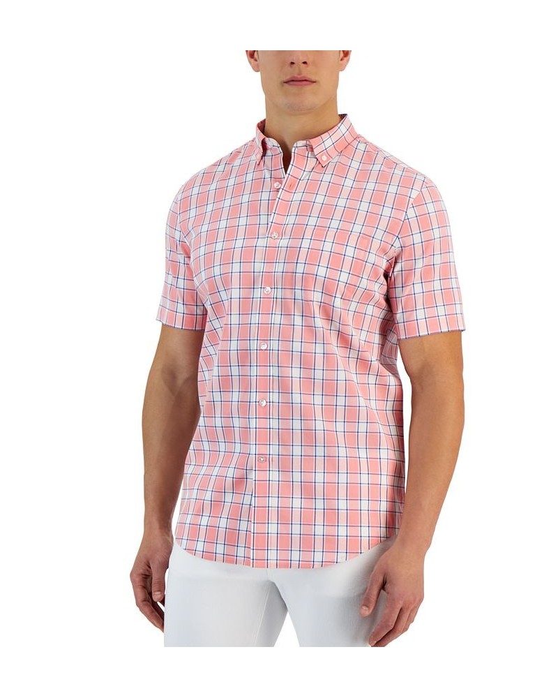 Verde Short Sleeve Button-Down Plaid Pattern Shirt Pink $16.09 Shirts