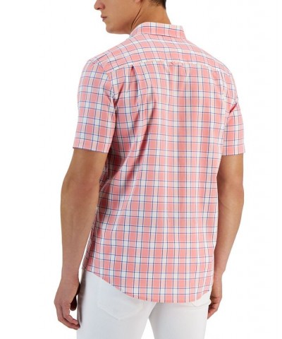 Verde Short Sleeve Button-Down Plaid Pattern Shirt Pink $16.09 Shirts