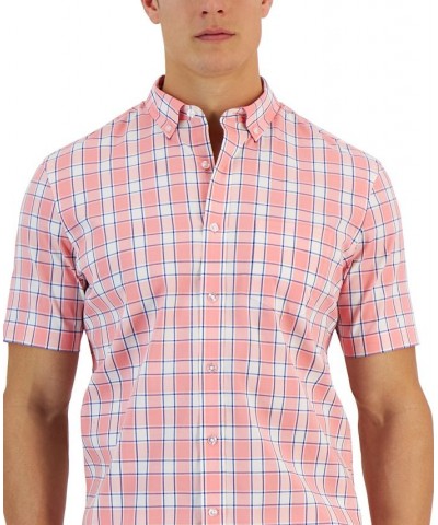 Verde Short Sleeve Button-Down Plaid Pattern Shirt Pink $16.09 Shirts