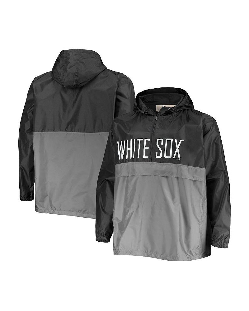 Men's Black, Gray Chicago White Sox Big and Tall Split Body Anorak Half-Zip Jacket $35.25 Jackets