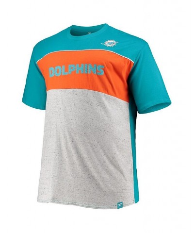 Men's Branded Aqua, Heathered Gray Miami Dolphins Big and Tall Color Block T-shirt $20.16 T-Shirts