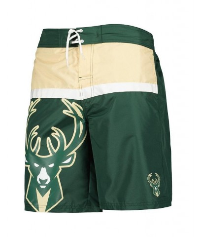 Men's Hunter Green Milwaukee Bucks Sea Wind Swim Trunks $35.09 Swimsuits