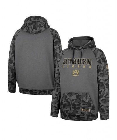 Men's Charcoal Auburn Tigers OHT Military-Inspired Appreciation Camo Stack Raglan Pullover Hoodie $30.55 Sweatshirt