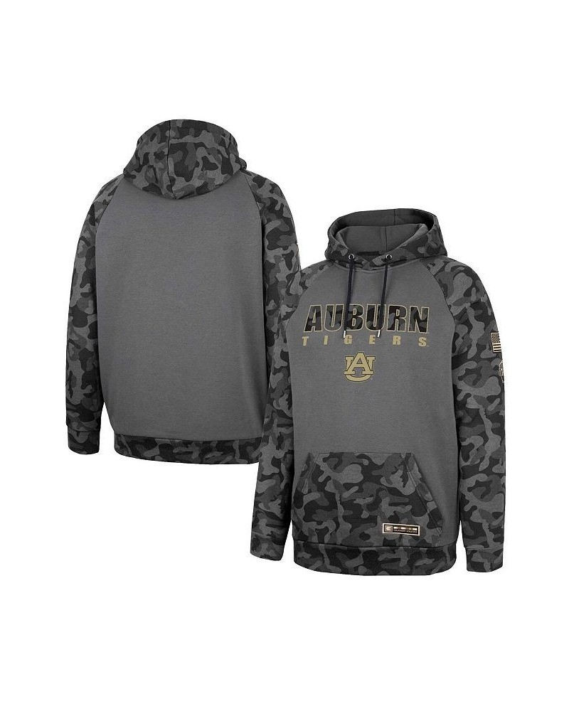 Men's Charcoal Auburn Tigers OHT Military-Inspired Appreciation Camo Stack Raglan Pullover Hoodie $30.55 Sweatshirt