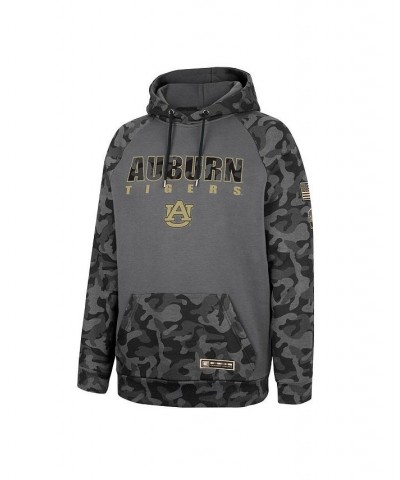 Men's Charcoal Auburn Tigers OHT Military-Inspired Appreciation Camo Stack Raglan Pullover Hoodie $30.55 Sweatshirt