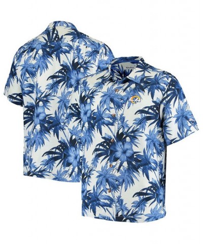 Men's Royal Los Angeles Rams Sport Harbor Island Hibiscus Camp Button-Down Shirt $40.12 Shirts