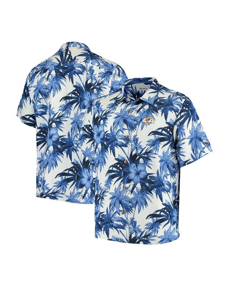 Men's Royal Los Angeles Rams Sport Harbor Island Hibiscus Camp Button-Down Shirt $40.12 Shirts