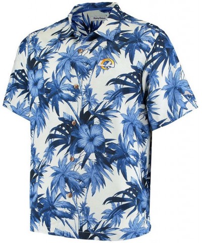 Men's Royal Los Angeles Rams Sport Harbor Island Hibiscus Camp Button-Down Shirt $40.12 Shirts