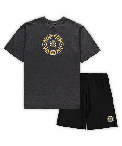 Men's Black, Heathered Charcoal Boston Bruins Big and Tall T-shirt and Shorts Sleep Set $35.20 Pajama