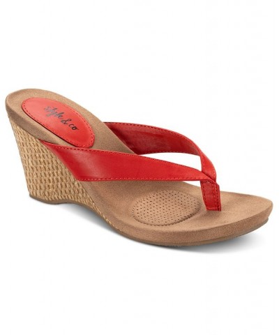 Chicklet Wedge Thong Sandals Orange $24.99 Shoes