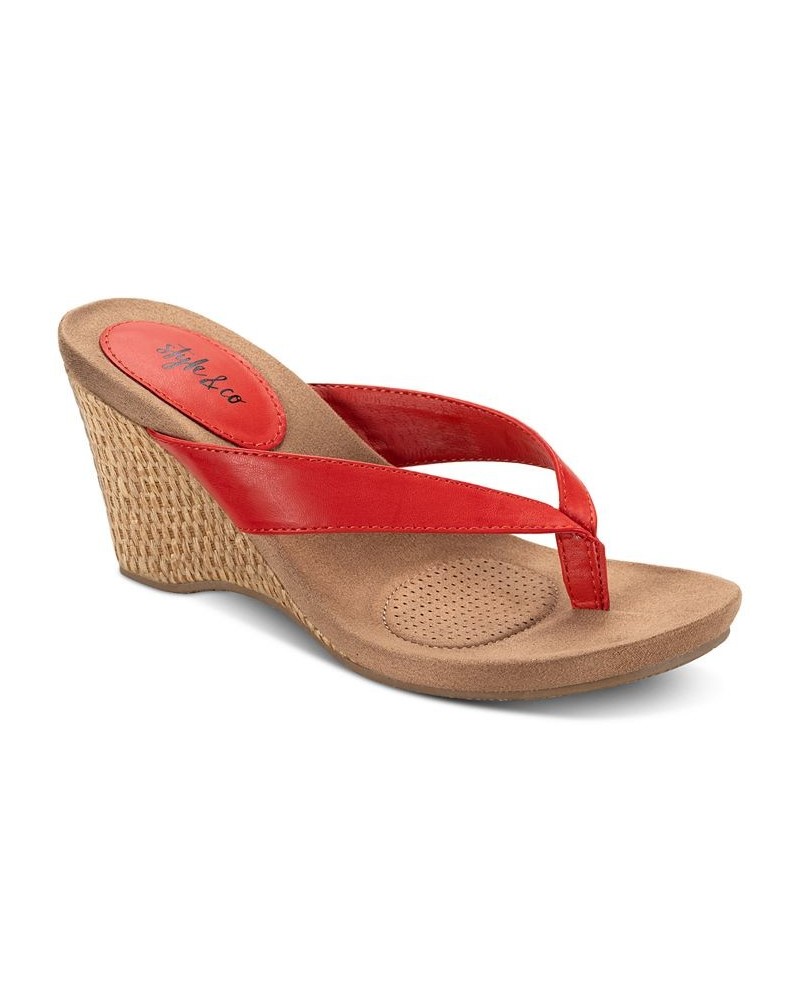 Chicklet Wedge Thong Sandals Orange $24.99 Shoes