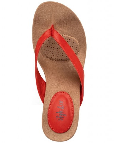 Chicklet Wedge Thong Sandals Orange $24.99 Shoes