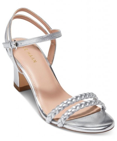 Women's Alyse Braided Ankle-Strap Dress Sandals Silver $74.80 Shoes