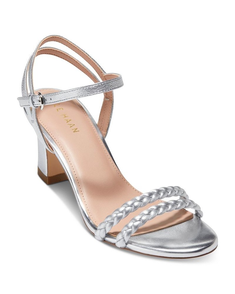 Women's Alyse Braided Ankle-Strap Dress Sandals Silver $74.80 Shoes