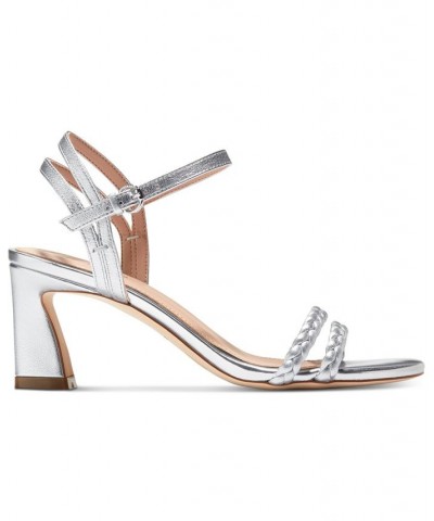 Women's Alyse Braided Ankle-Strap Dress Sandals Silver $74.80 Shoes