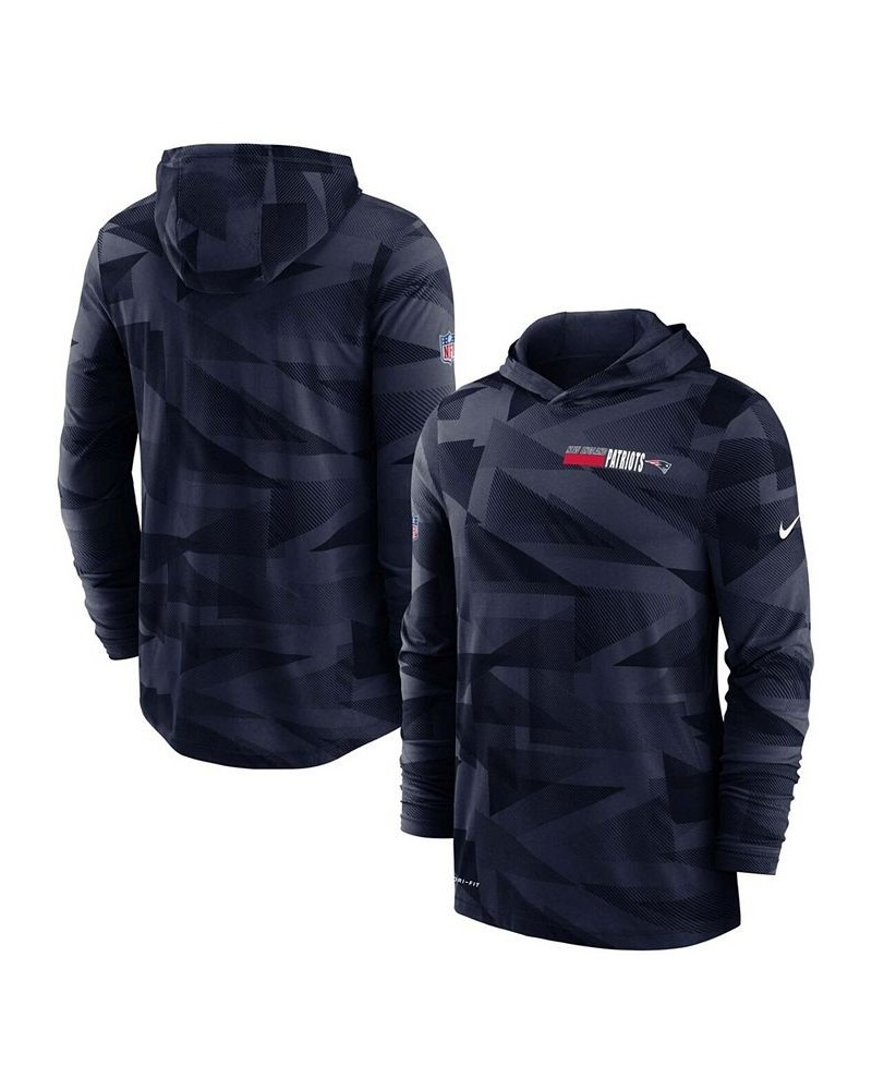 Men's Navy New England Patriots Sideline Impact Hoodie Performance Long Sleeve T-shirt $25.50 T-Shirts