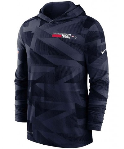 Men's Navy New England Patriots Sideline Impact Hoodie Performance Long Sleeve T-shirt $25.50 T-Shirts