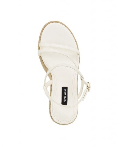 Women's Jills Round Toe Strappy Wedge Sandals White $48.30 Shoes