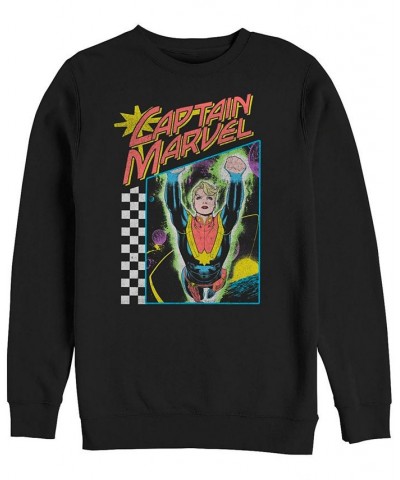 Marvel Men's Classic Retro Checkered Captain Marvel Comic Book Hero, Crewneck Fleece Black $24.20 Sweatshirt