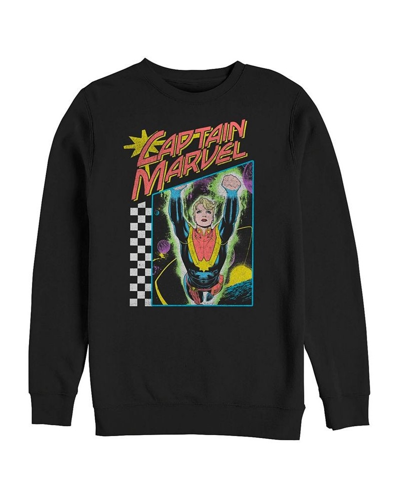 Marvel Men's Classic Retro Checkered Captain Marvel Comic Book Hero, Crewneck Fleece Black $24.20 Sweatshirt