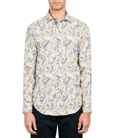 Men's Slim-Fit Non-Iron Performance Stretch Paisley Floral-Print Button-Down Shirt Gold $37.59 Shirts