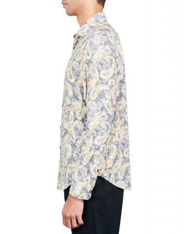 Men's Slim-Fit Non-Iron Performance Stretch Paisley Floral-Print Button-Down Shirt Gold $37.59 Shirts