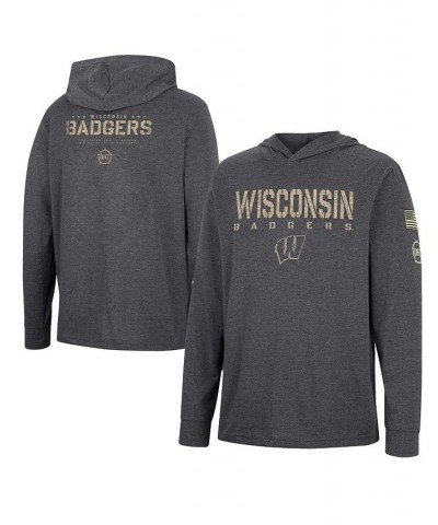 Men's Charcoal Wisconsin Badgers Team OHT Military-Inspired Appreciation Hoodie Long Sleeve T-shirt $29.69 T-Shirts