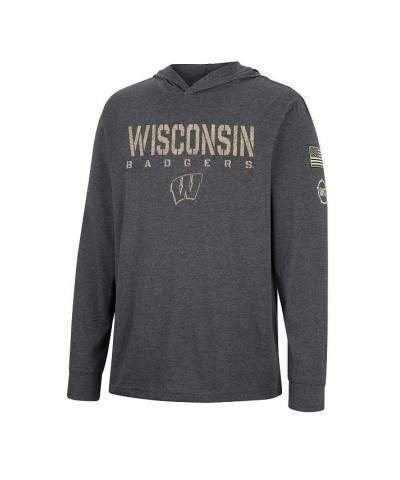 Men's Charcoal Wisconsin Badgers Team OHT Military-Inspired Appreciation Hoodie Long Sleeve T-shirt $29.69 T-Shirts