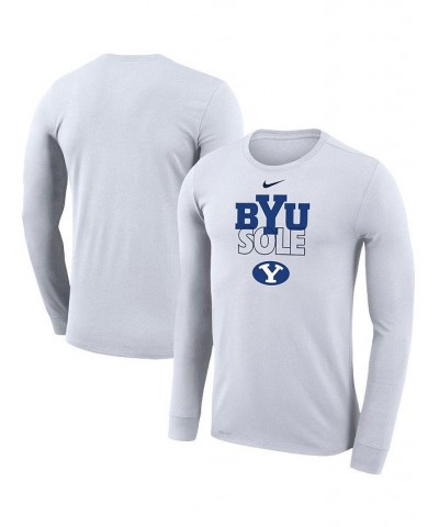 Men's White BYU Cougars On Court Bench Long Sleeve T-shirt $22.50 T-Shirts