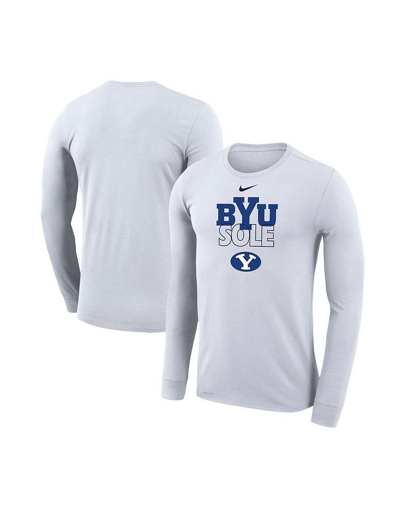 Men's White BYU Cougars On Court Bench Long Sleeve T-shirt $22.50 T-Shirts