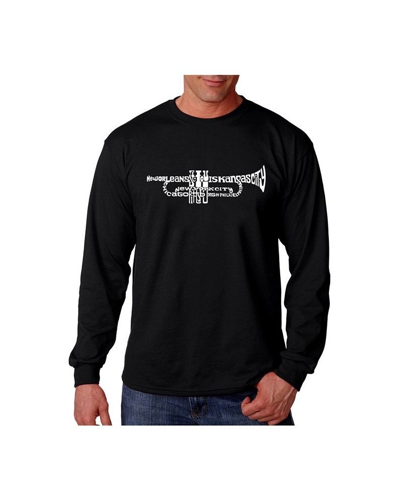 Men's Word Art Long Sleeve T-Shirt- Trumpet Black $20.39 T-Shirts