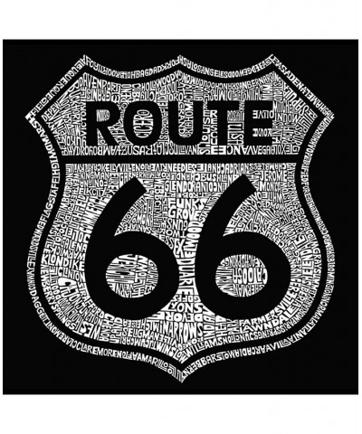 Men's Word Art Cities Along The Legendary Route 66 Crewneck Sweatshirt Black $20.50 Sweatshirt