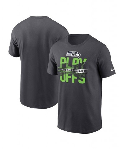 Men's Anthracite Seattle Seahawks 2022 NFL Playoffs Iconic T-shirt $18.80 T-Shirts