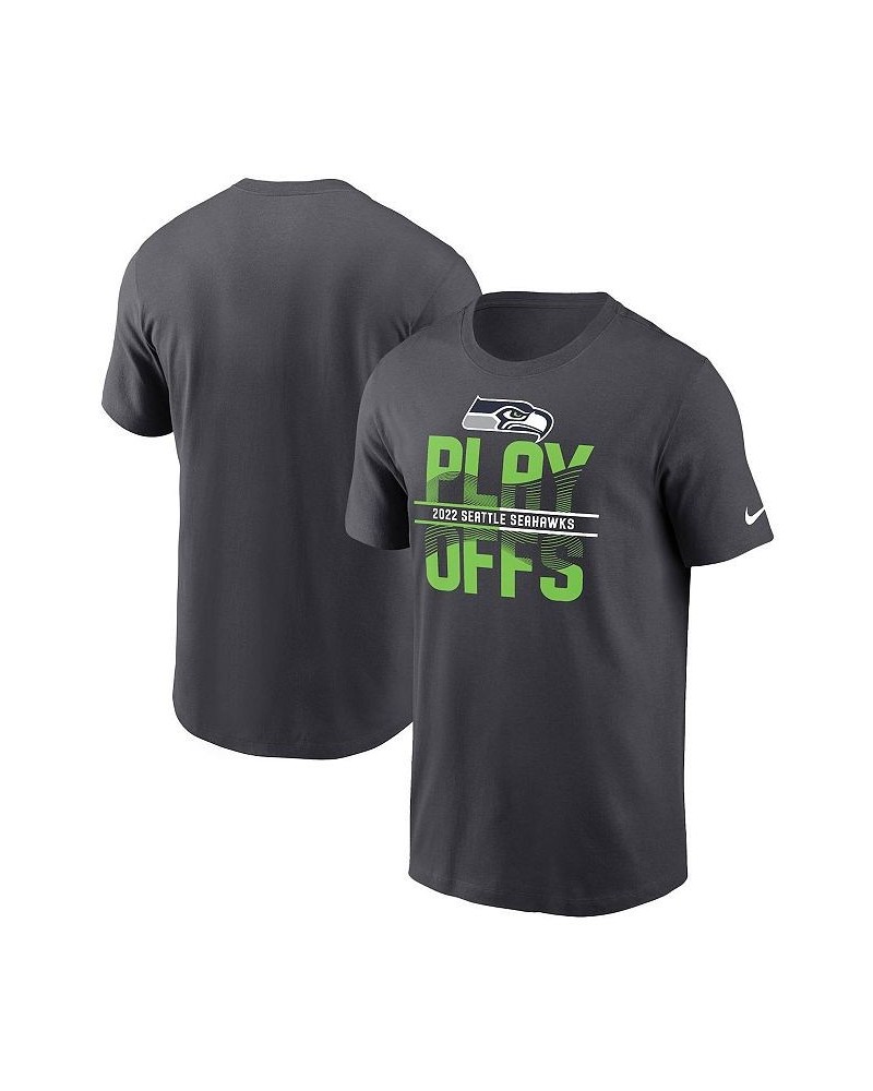 Men's Anthracite Seattle Seahawks 2022 NFL Playoffs Iconic T-shirt $18.80 T-Shirts