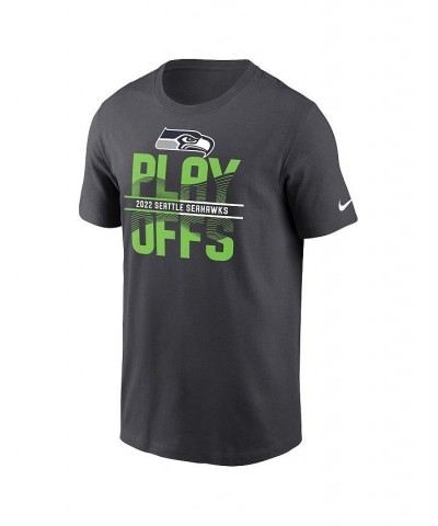 Men's Anthracite Seattle Seahawks 2022 NFL Playoffs Iconic T-shirt $18.80 T-Shirts