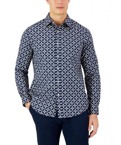 Men's Long-Sleeve Pineapple Refined Woven Shirt Blue $17.58 Shirts