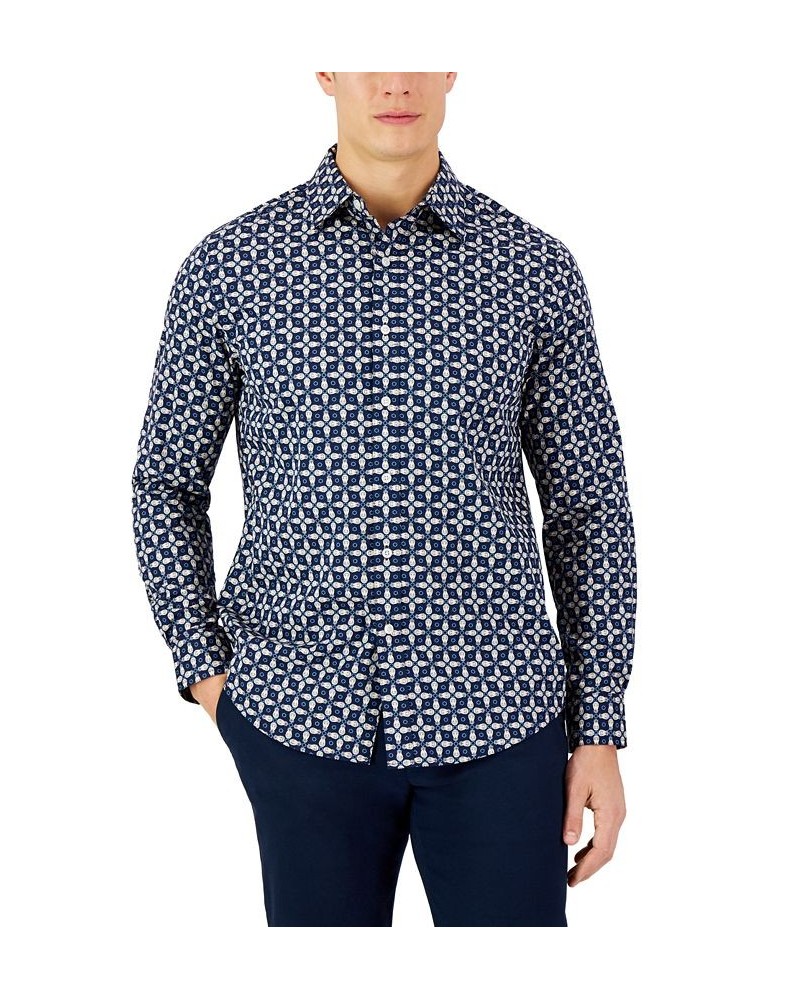 Men's Long-Sleeve Pineapple Refined Woven Shirt Blue $17.58 Shirts