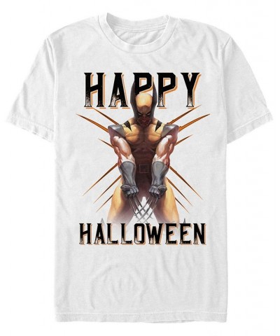 Marvel Men's Classic Wolverine Happy Halloween Short Sleeve T-Shirt White $17.15 T-Shirts