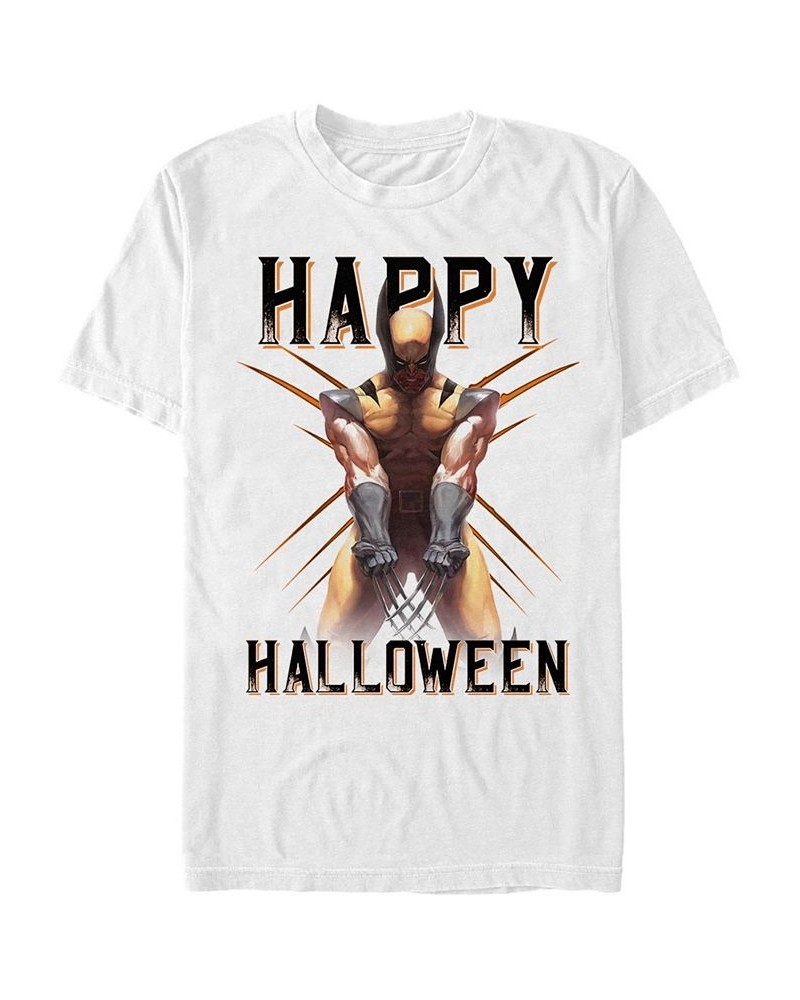 Marvel Men's Classic Wolverine Happy Halloween Short Sleeve T-Shirt White $17.15 T-Shirts