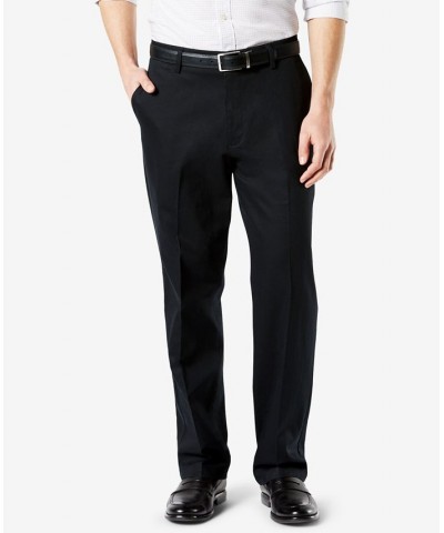 Men's Signature Lux Cotton Relaxed Fit Pleated Creased Stretch Khaki Pants Black $32.99 Pants