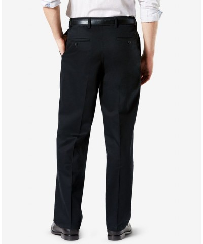 Men's Signature Lux Cotton Relaxed Fit Pleated Creased Stretch Khaki Pants Black $32.99 Pants