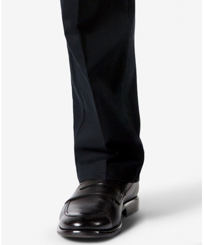 Men's Signature Lux Cotton Relaxed Fit Pleated Creased Stretch Khaki Pants Black $32.99 Pants