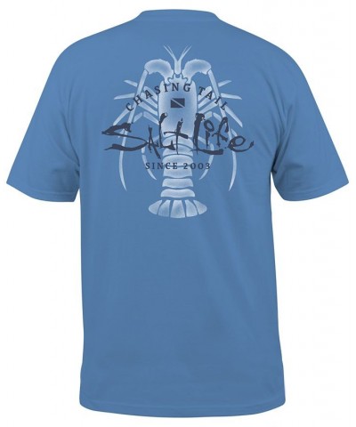 Men's Chasing Lobster Tail Graphic T-Shirt Blue $18.56 T-Shirts