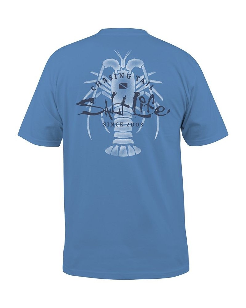 Men's Chasing Lobster Tail Graphic T-Shirt Blue $18.56 T-Shirts