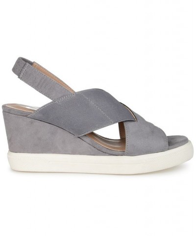 Women's Ronnie Wedge Sandals Gray $50.99 Shoes